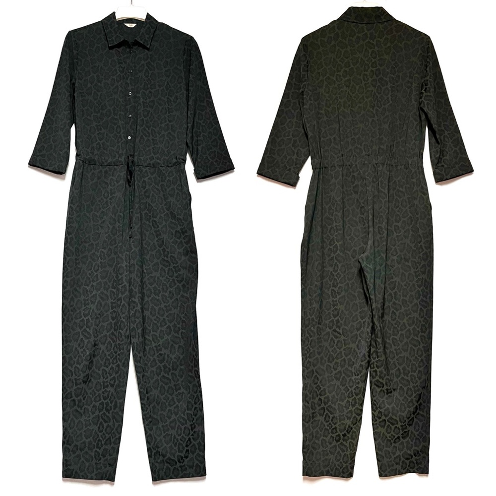 Hush Jacquard Leopard Jumpsuit Green Animal Print 70’s Retro Disco US 12 UK 10 - Picture 2 of 15